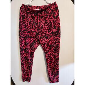 Popfit Women's Pink and Black Leopard Print Exercise Pants - Size 2 XL